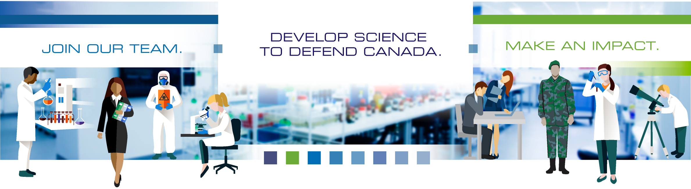 Banner: Join our team, develop science to defend Canada, make an impact